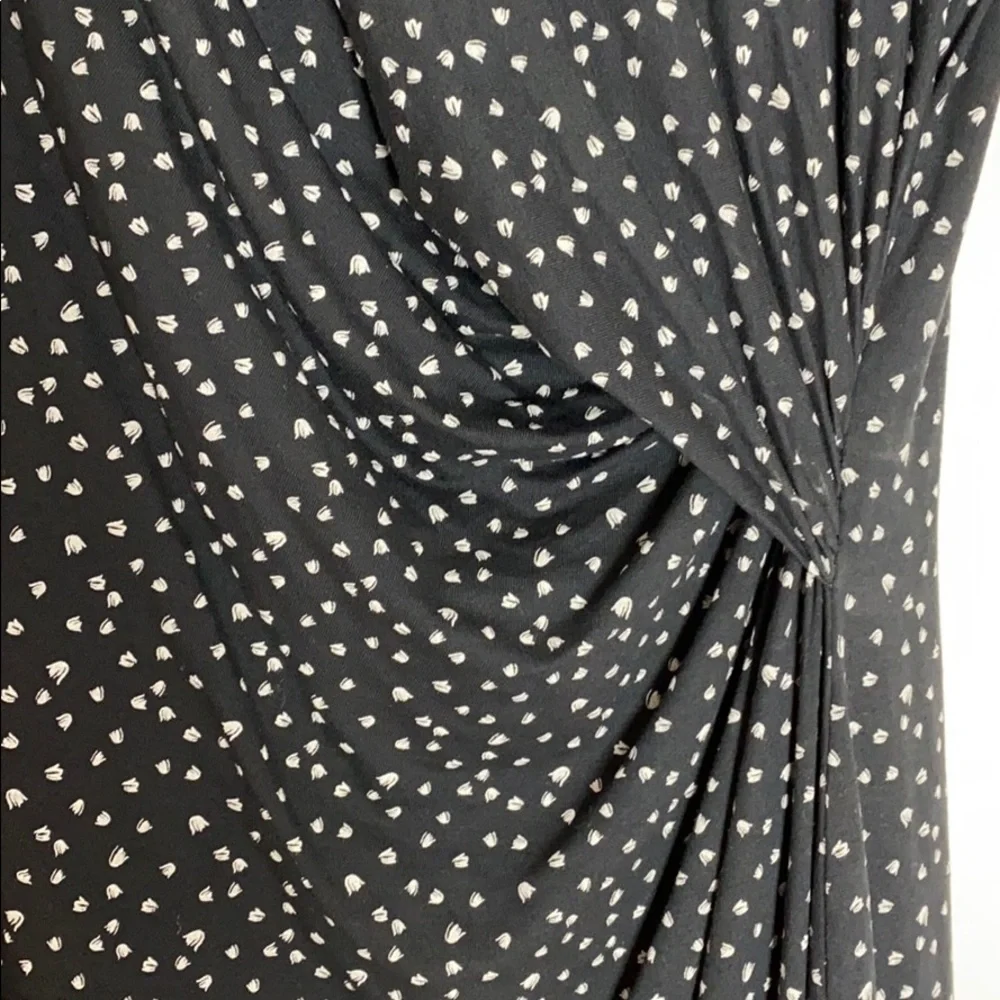 Whistles navy print draped elbow sleeve dress